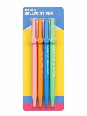 4PK. Colorful Ballpoint Pens Teaher Appreciation Inspirational Quotes NEW
